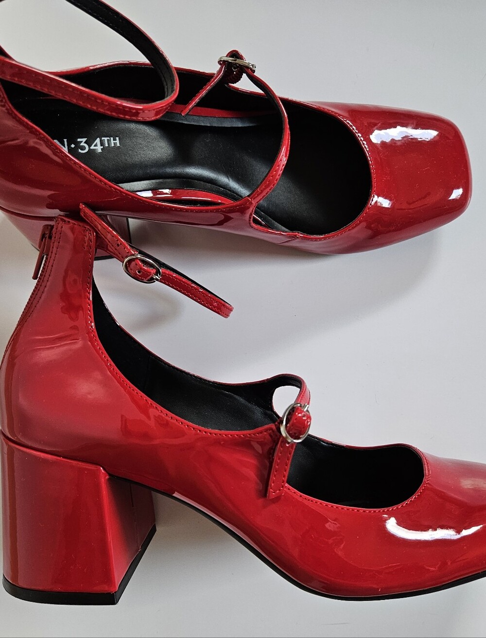 On 34th Women's Tonii Mary Jane Ankle-Strap Red Patent Heels - Picture 3 of 8
